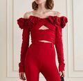 Magda Butrym, rote Bluse mit 3D-Blumen, S