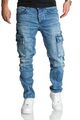 Herren Cargo Jeans Regular Slim Denim Hose Destroyed R7977