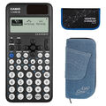 Casio FX-810 DE CW mit Jeans-Tasche hellblau und Zirkelset blau