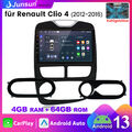 4+64GB 8Kern Android 13 Autoradio Für Renault Clio 4 2012-16 Carplay GPS WIFI 4G