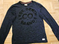 Edc by Esprit Herren Longsleeve dunkelblau mit Aufdruck S