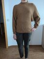 Pullover braun mit Fledermausärmeln gerippt Gr. S / M