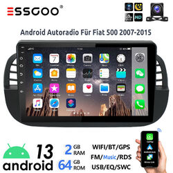 9" Für Fiat 500 2007-2015 Autoradio Android 13 Apple Carplay GPS BT WIFI RDS 64G