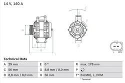 Lichtmaschine mit Freilaufriemenscheibe 0 986 046 180 BOSCH für AUDI SEAT SKODA