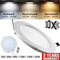 10X LED Panel Einbaustrahler Deckenleuchte Leuchte rund spot flach 3W-24W