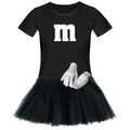 T-Shirt M&M + Tüllrock Karneval Gruppenkostüm Schokolinse 11 Farben Damen XS-3XL