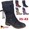 Damen Schlupfstiefel Stiefeletten Schnür Boots Winterschuhe Warm Schneestiefel