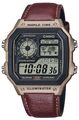 Casio Uhr Digital Armbanduhr Lederarmband AE-1200WHL-5AVEF