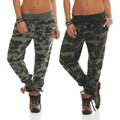 Damen Hose Sweatpants Jogginghose Freizeithose Sweathose im Military Tarnmuster