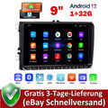 9" DAB+ Carplay Android 12 Autoradio GPS Navi Für VW Golf 5 6 Passat Polo 1+32G