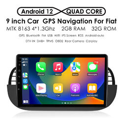 2+32G Carplay 9" Android 13 Autoradio GPS Nav RDS WIFI BT Für Fiat 500 2007-2015