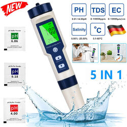 5 IN 1 Digital Wasser Qualität Tester Stift EC Ph Salzgehalt Temp Meter/Finder.