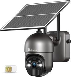 ctronics 2K 3MP 4G LTE Überwachungskamera Aussen mit SIM Karte, PTZ Solar Kamera30M Farb-Nachtsicht⭐PIR-Erkennung⭐IP66 ⭐Silbrig