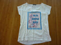 ZERO Bluse Shirt Blusenshirt von Zero weiß mit blau-rose Schrift Gr. 36 oder S