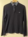 FRED PERRY Herren Poloshirt Langarm Gr. S Polohemd Polo Slim Dunkelblau