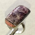 Ring Silber 925 Vintage natürlicher lila Amethyst rechteckig Gr. 60 / 19,1 mm