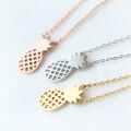 Edelstahl Damen Halskette Rosegold Silber Gold Ananas Edel Filigran Statement