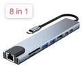 USB C Hub 8 in 1 Adapter 4K HDMI USB 3.0 Micro SD RJ45 Ethernet Docking Station