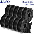 JAYO 10KG Recyceltes PLA Schwarz 3D Drucker Filament 1,75mm +/- 0.02 Reguläres 