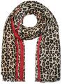 Damen Schal Leo, farbigem Streifen, Fransen, Tuch Halstuch Leopard Animal Print