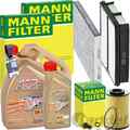 MANN INSPEKTIONSPAKET+CASTROL 5W-30 ÖL passend für HYUNDAI TUCSON JM KIA 2.0CRDi