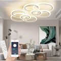 Dimmbar LED Deckenleuchte Modern Wohnzimmerlampe 102 W Weiß 8 Ringe mit App,FB