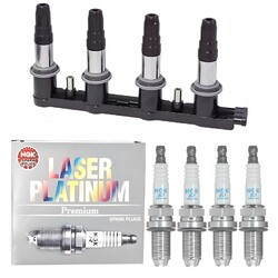 4x MEYLE Zündspule + 4x BOSCH Zündkerze Laser Platinum für Peugeot 206 CC 2D