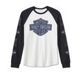 Harley-Davidson Bar & Shield LS Raglan Gr. XXL - Longsleeve T-Shirt Weiß Schwarz