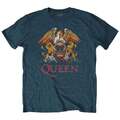 Queen T Shirt Classic Crest Band Logo Nue offiziell Unisex Denim Blau