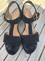 Gabor Wildleder Sandalen Schwarz Mit Goldschnalle Gr. 42