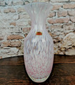 Friedrich Kristall mundgeblasene Vase 60er Jahre 22,5cm Rosa Weiß