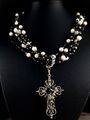 Kette Perlen Kreuz Spinell Gothic XXL Collier  - schwer & extravagant 