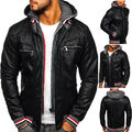 Kunstlederjacke Bikerjacke Sweatjacke Jacke Sport Classic Herren Mix BOLF Kapuze