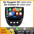 4+64G Carplay Für Peugeot 107 Citroen C1 Android 13 Autoradio GPS Navi WIFI DAB+