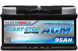 Electronicx AGM Autobatterie Starterbatterie Batterie Start-Stop 95 AH 12V  850A