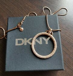 Designer DKNY Edelstahlkette + Anhänger, Zirkonia, Rose vergoldet