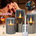 3er LED Kerzen Kerze Timer Outdoor Batterie Licht mit Fernbedienung Flackernd DE