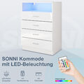 LED Beistellschrank mit Beleuchtung Schubladen Sideboard Kommode Modern Weiß 83