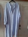 H&M Leinen Longbluse, Puderblau, Weiss, Gr.XL, Neuwertig