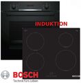 Induktion Herdset Bosch Schwarz Autark Backofen 3D Heißluft + Kochfeld Induktion