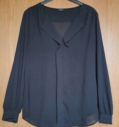 Esprit Damen Bluse Chiffon schwarz Gr. 38 transparent gebraucht