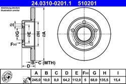 2x ATE Bremsscheibe PowerDisc 24.0310-0201.1 für AUDI VW A6 PASSAT C5 C4 100 3B2