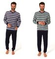 Neu Herren/Männer Frottee Schlafanzug/PYJAMA Blau Liniert Baumwolle Bund 3201