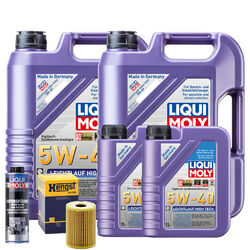 Motoröl 5W40 LIQUI MOLY Leichtlauf High Tech 12L+HENGST Ölfilter +Spülung