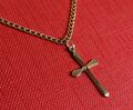 Kreuz Anhänger + Goldkette Echt Gold 333 Gelbgold Juwelier Neuware Cross Jesus 