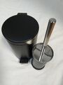 MATT DUNKEL SCHWARZ METALL BAD KLEIN 3 LITER TRETEIMER & TOILETTENBÜRSTENHALTER SET