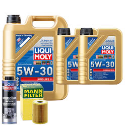 Motoröl 5W30 LIQUI MOLY Longlife Iii 7L +MANN Ölfilter +Spülung