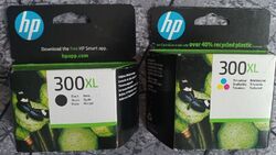 Original HP 300XL Schwarz + Farbige tintenpatronen CC641EE + CC644EE MHD 2023