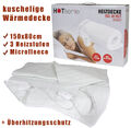 Heizdecke 150x80cm Elektrisch 3 Heizstufen Wärmedecke Unterbett Microfleece weiß