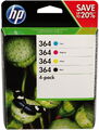 4 HP Druckerpatronen Tinte Nr. 364 BK / C / M / Y Multipack